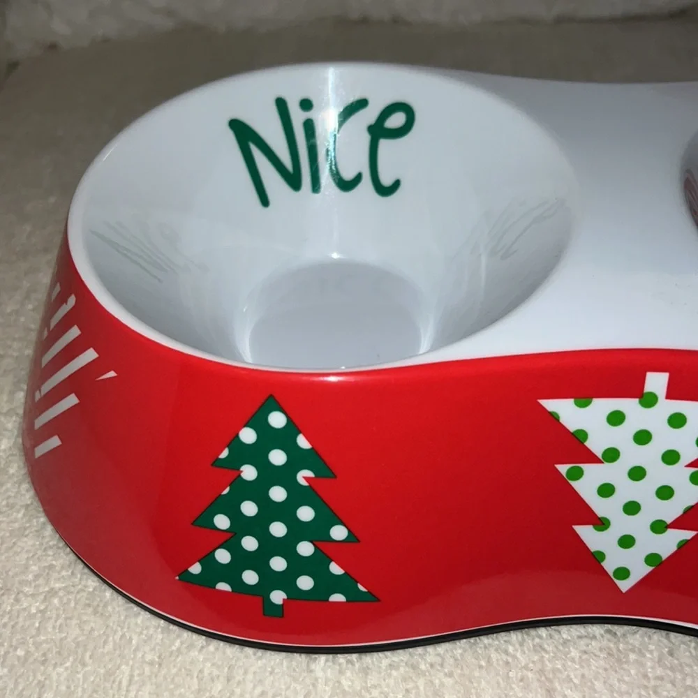 Naughty or nice 2 in one dog bowl